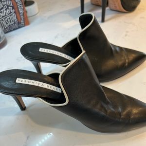 Veronica Beard Leather Pointed Mules